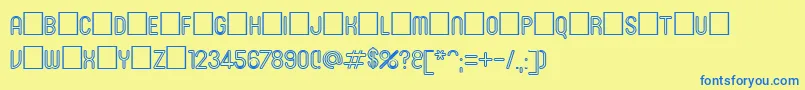 フォントRoninset3 – 青い文字が黄色の背景にあります。