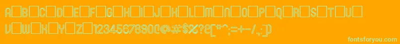 Roninset3-Schriftart – Grüne Schriften auf orangefarbenem Hintergrund