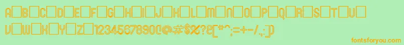 フォントRoninset3 – オレンジの文字が緑の背景にあります。