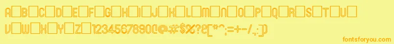 フォントRoninset3 – オレンジの文字が黄色の背景にあります。