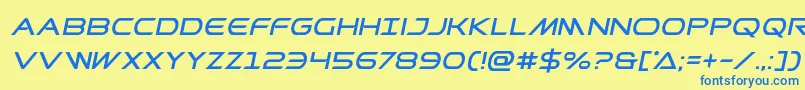 Prometheanital-fontti – siniset fontit keltaisella taustalla
