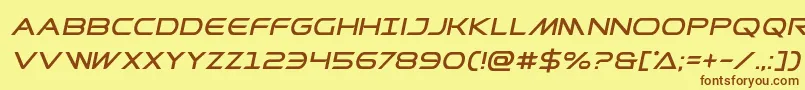 フォントPrometheanital – 茶色の文字が黄色の背景にあります。