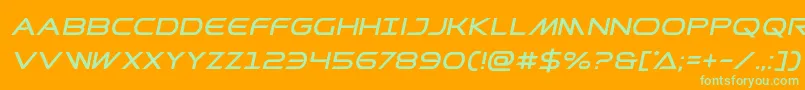 Prometheanital-Schriftart – Grüne Schriften auf orangefarbenem Hintergrund