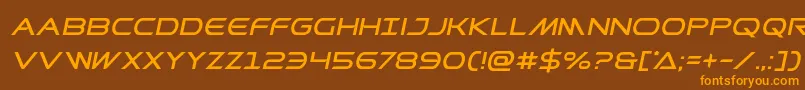 フォントPrometheanital – オレンジ色の文字が茶色の背景にあります。