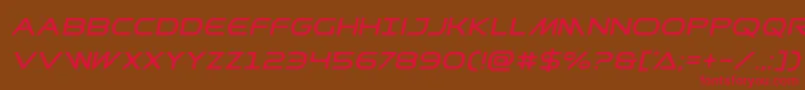 フォントPrometheanital – 赤い文字が茶色の背景にあります。