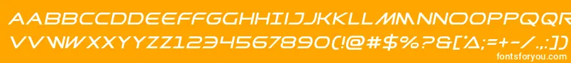 Prometheanital-Schriftart – Weiße Schriften auf orangefarbenem Hintergrund