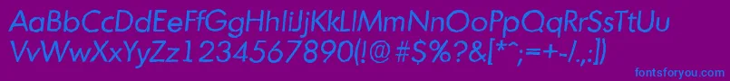 MontrealantiqueItalic Font – Blue Fonts on Purple Background