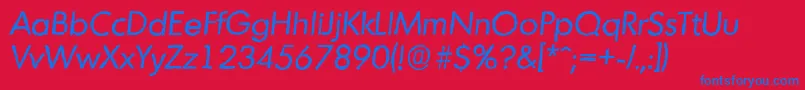 MontrealantiqueItalic-fontti – siniset fontit punaisella taustalla