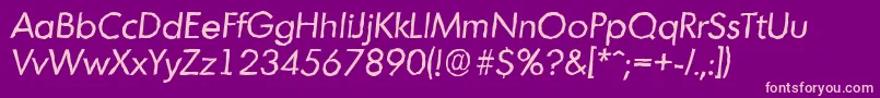 MontrealantiqueItalic-fontti – vaaleanpunaiset fontit violetilla taustalla