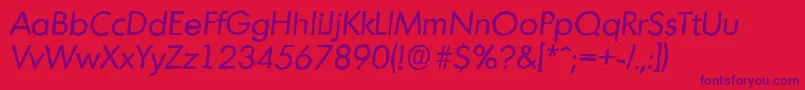 MontrealantiqueItalic Font – Purple Fonts on Red Background