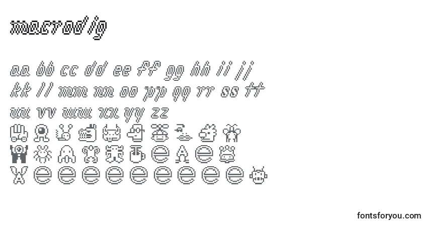 Шрифт Macrodig – алфавит, цифры, специальные символы