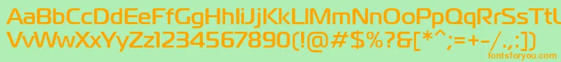 フォントMagistralttBold – オレンジの文字が緑の背景にあります。