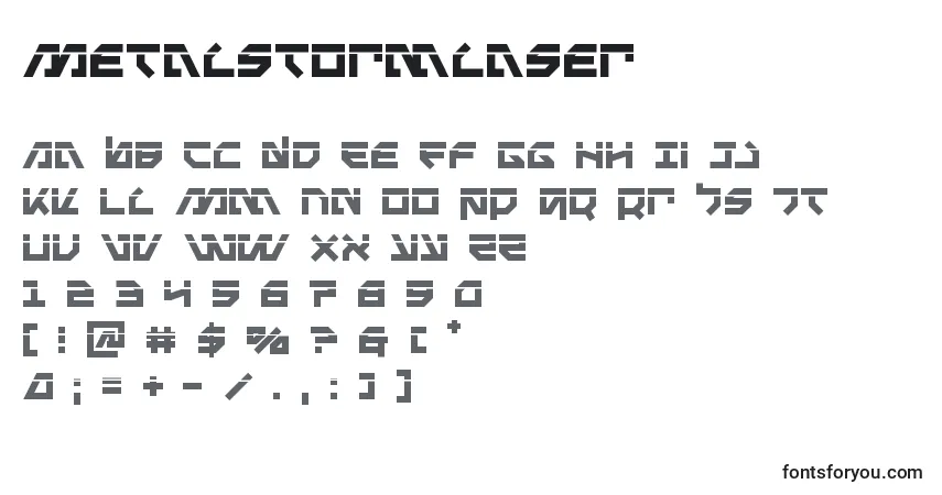 Schriftart Metalstormlaser – Alphabet, Zahlen, spezielle Symbole