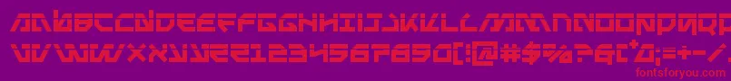 Weitere Informationen zur Metalstormlaser-Schriftart Metalstormlaser-Schriftart – Rote Schriften auf violettem Hintergrund