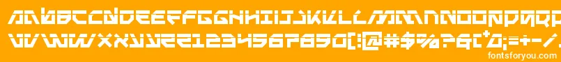 Metalstormlaser-Schriftart – Weiße Schriften auf orangefarbenem Hintergrund
