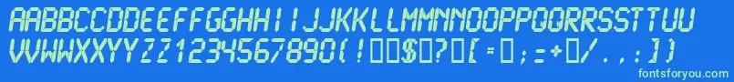 Lcdmu Font – Green Fonts on Blue Background