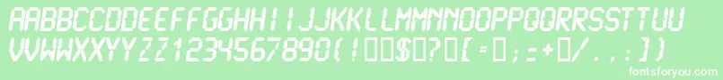 Lcdmu-Schriftart – Weiße Schriften auf grünem Hintergrund