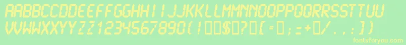 Lcdmu-Schriftart – Gelbe Schriften auf grünem Hintergrund