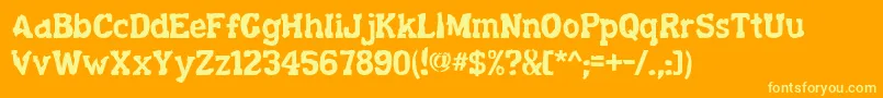 Decaying ffy Font – Yellow Fonts on Orange Background
