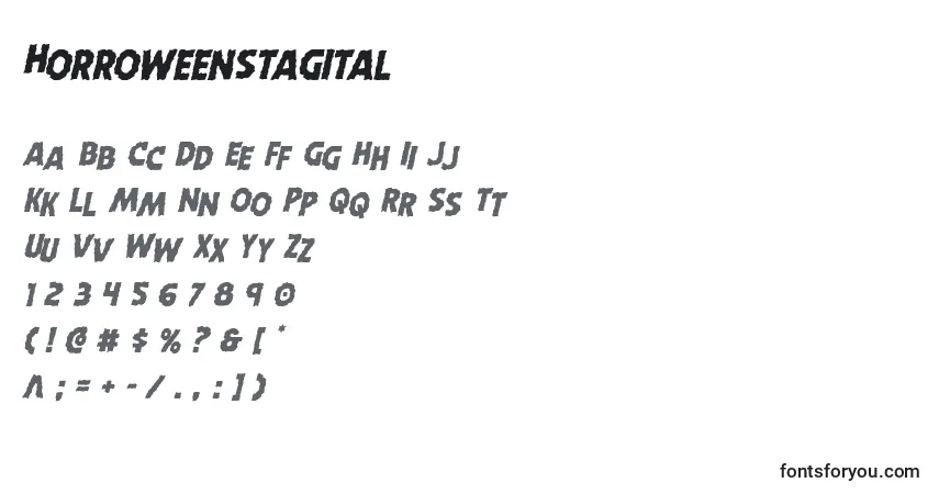 A fonte Horroweenstagital – alfabeto, números, caracteres especiais