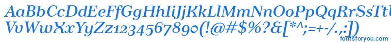 TusartextosfItalic-Schriftart – Blaue Schriften auf weißem Hintergrund