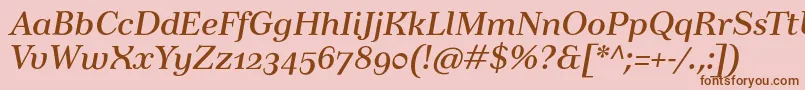 TusartextosfItalic-Schriftart – Braune Schriften auf rosa Hintergrund