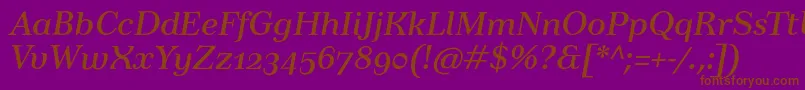 TusartextosfItalic-fontti – ruskeat fontit violetilla taustalla