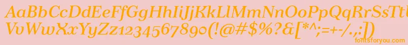 TusartextosfItalic-fontti – oranssit fontit vaaleanpunaisella taustalla