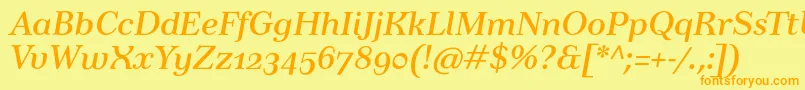 TusartextosfItalic-Schriftart – Orangefarbene Schriften auf gelbem Hintergrund