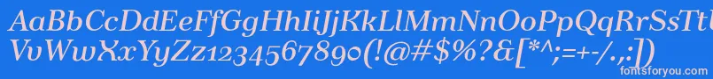 フォントTusartextosfItalic – ピンクの文字、青い背景