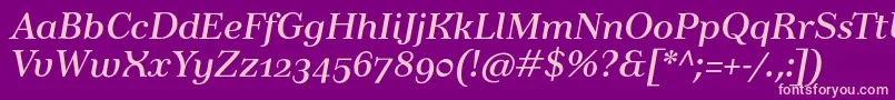 フォントTusartextosfItalic – 紫の背景にピンクのフォント