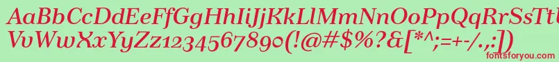 TusartextosfItalic Font – Red Fonts on Green Background