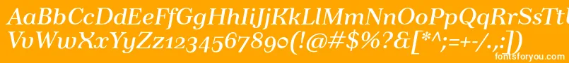 TusartextosfItalic-Schriftart – Weiße Schriften auf orangefarbenem Hintergrund