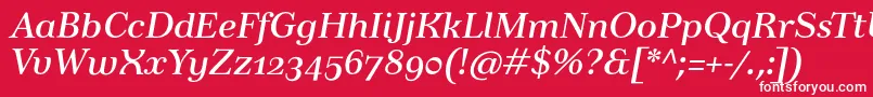 TusartextosfItalic-Schriftart – Weiße Schriften auf rotem Hintergrund