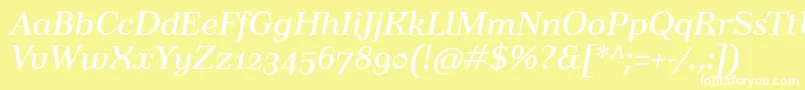 TusartextosfItalic-fontti – valkoiset fontit keltaisella taustalla