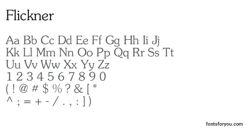 Flickner-fontti – aakkoset, numerot, erikoismerkit