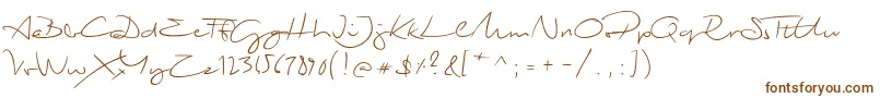 BiloxiScript-Schriftart – Braune Schriften auf weißem Hintergrund