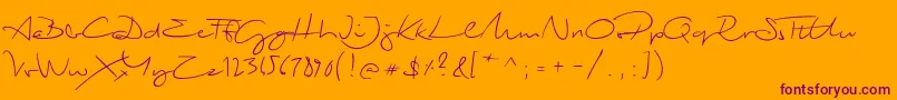 BiloxiScript-Schriftart – Violette Schriften auf orangefarbenem Hintergrund