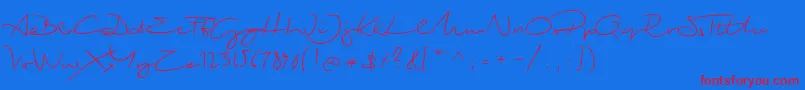 BiloxiScript-Schriftart – Rote Schriften auf blauem Hintergrund