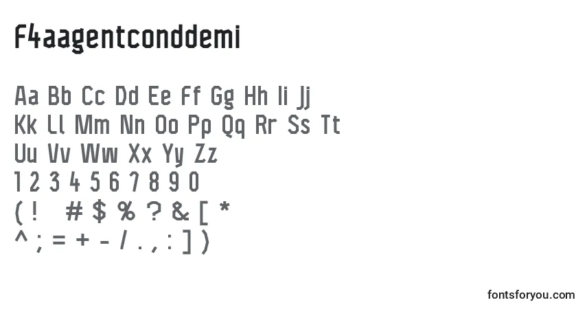 F4aagentconddemiフォント–アルファベット、数字、特殊文字