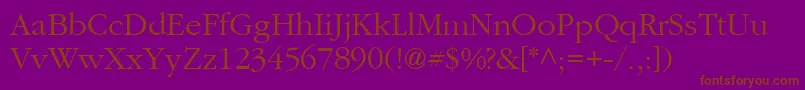 Aggaramondcyr Light-Schriftart – Braune Schriften auf violettem Hintergrund