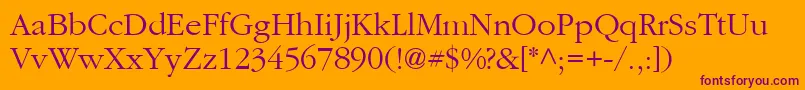 Aggaramondcyr Light Font – Purple Fonts on Orange Background