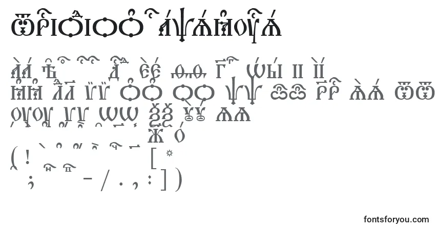 A fonte TriodionCapsKucs – alfabeto, números, caracteres especiais