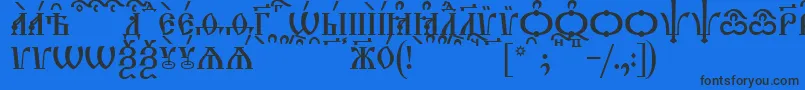 Czcionka TriodionCapsKucs – czarne czcionki na niebieskim tle