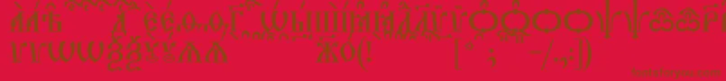 TriodionCapsKucs Font – Brown Fonts on Red Background