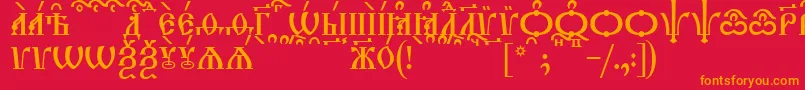 TriodionCapsKucs Font – Orange Fonts on Red Background