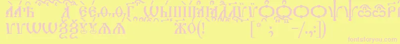 TriodionCapsKucs-fontti – vaaleanpunaiset fontit keltaisella taustalla