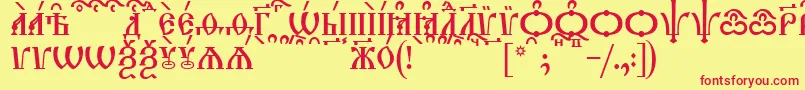 TriodionCapsKucs Font – Red Fonts on Yellow Background