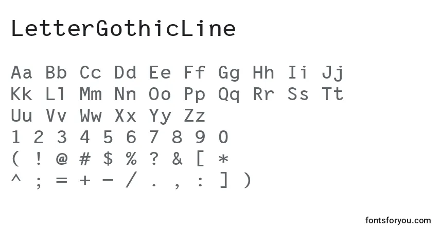 Czcionka LetterGothicLine – alfabet, cyfry, specjalne znaki
