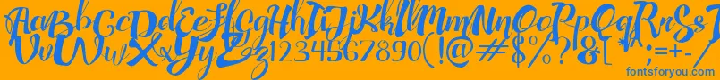 AdefebiaFreeFont-Schriftart – Blaue Schriften auf orangefarbenem Hintergrund